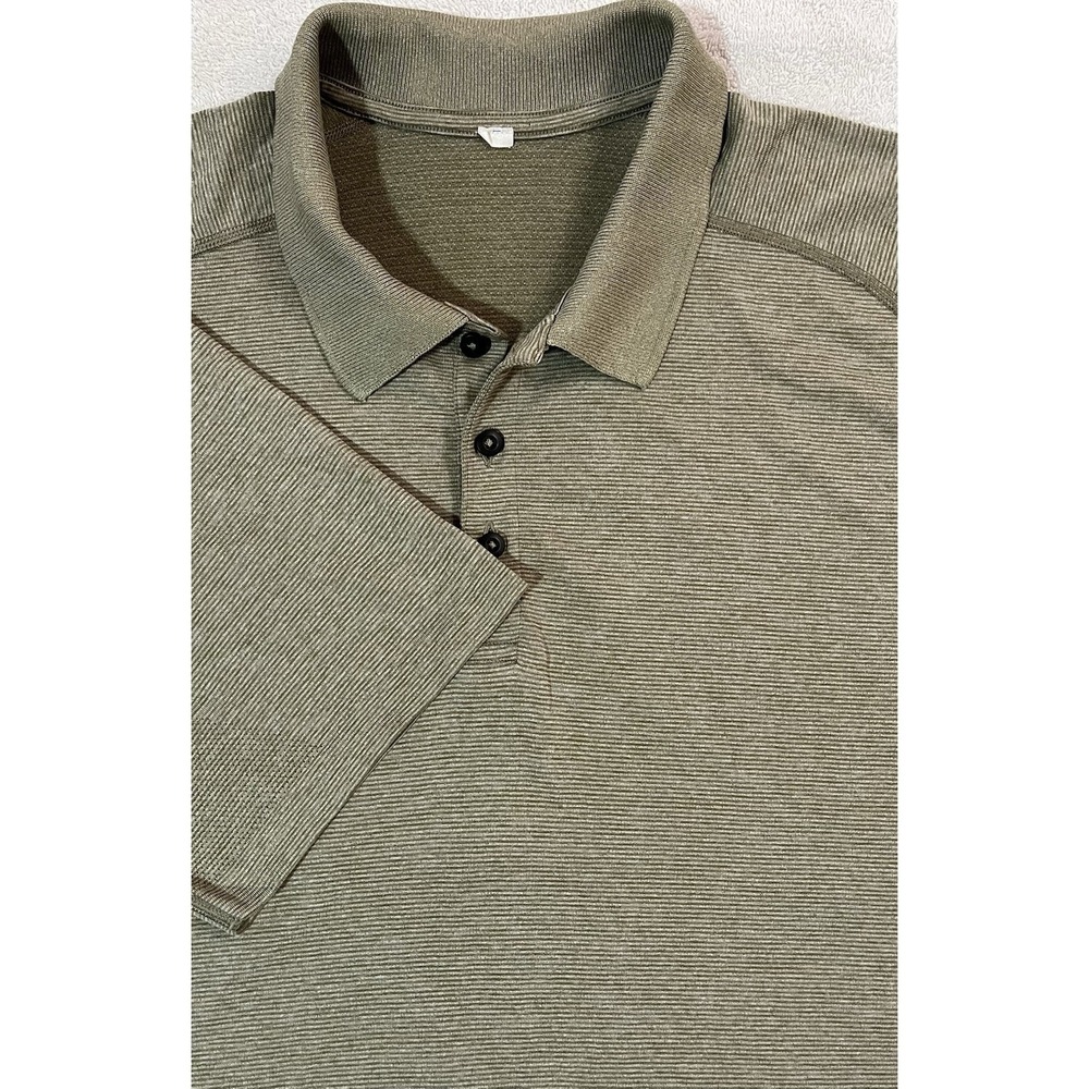 Lululemon Metal Vent Tech Polo Shirt Men's XXL Olive Green Performance Stretch